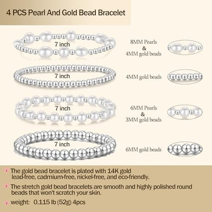 Badu Gold Beaded Bracelets for Women Boho Crystal Multiple Layered Stackable Wrap Bangle Set Paperclip Chain Trendy Jewelry - color: Style-8