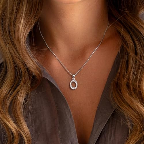 Initial Necklace for Women, 14K Gold Silver Plated Box Chain Letter Pendant, Trendy Name Necklace, Dainty Personalized Charm Jewelry Gift for Her - color: Silver, style: O