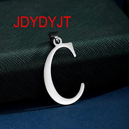 Stainless Steel Initial Letter Connector Charms Alphabet Pendant Diy Craft for Jewelry Making Necklaces Bracelets Keychain - color: Stainless Steel C