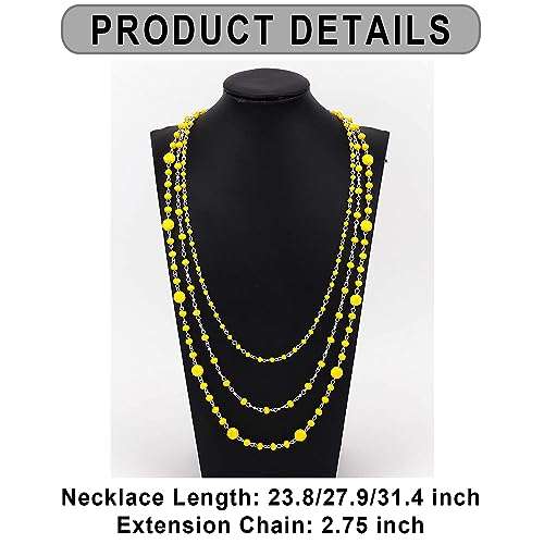Firstmeet Long Chain Multi Layer Fashion Glass Beads Handmade Necklace for Women - color: Yellow-y