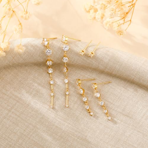 Ritach Dangle Earrings for Women 14k Gold Formal Fringe Long Dangle Tassel Earrings Chandelier Jewelry for Party Prom - style: NST-C