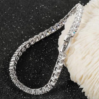 Kose Tennis Bracelet for Women | 4MM/5MM Cubic Zirconia | 18K Gold/White Gold Plated Classic Bracelet | Size 6/6.5/7 inches - color: 4MM-white gold, size: 8.5inch