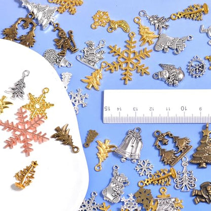 stino 100 G Mixed Style Metal Charms for Jewelry Making, Bulk Silver & Gold Plated, for Bracelet, Necklace, Earrings DIY Crafts - style: Christmas
