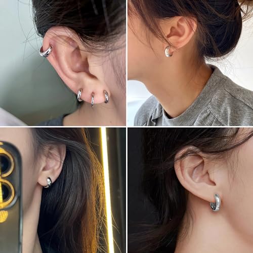 SIISPRI Stainless Steel Mens Womens Clip On Earrings Hoop Huggie Non-Piercing - color: Silver
