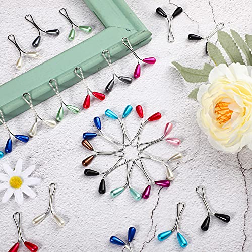 48 Pieces Hijab Pins for Women Muslim Faux Pearl Clips U Shaped DIY Boutonniere Alloy Decorative Brooch Safety Scarf Hijab Pins for Wedding Dress Accessories