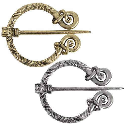 Vintage Viking Brooch Pin Lapel for Women Men Cloak Scarf Shawl Buckle Clasp Pin Brooches Penannular Brooch and Pin Sets Jewelry - color: 2