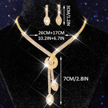 Unicra Silver Rhinestone Bridal Wedding Jewelry Set Crystal Necklace Earrings Sets Formal Prom Costume Jewelry Sets for Women and Brides - color: Gold