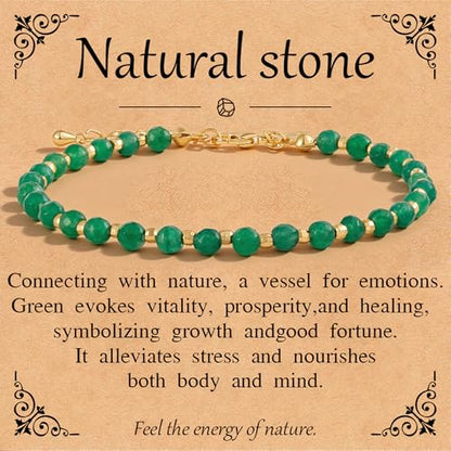 Inspirational Gifts Healing Natural Stone Bracelets for Women Anxiety Stress Relief Bracelet Handmade Jewelry for Friends Sister, Christmas Stocking Stuffers Thanksgiving Basket - color: Green-Luck
