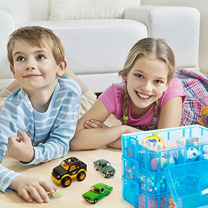 INSCRAFT 7 Layers Stackable Storage Container, 70 Adjustable Compartments (Blue) Stackable Storage Container, Perfect for Kids Toys, Art Crafts, Jewelry, Supplies, Mini Case & Letter Sticker Included - color: BLUE