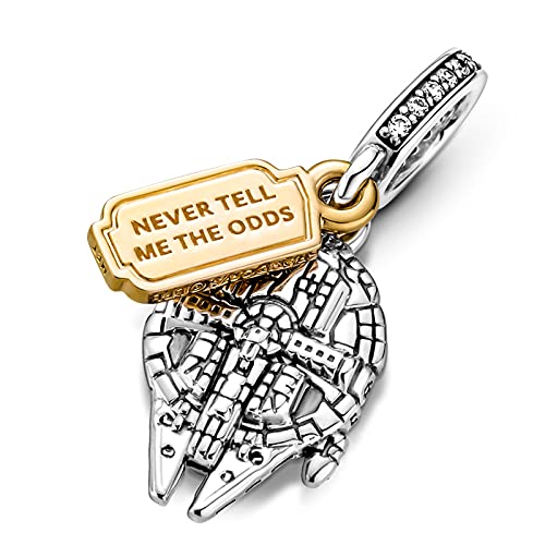 LIGHTDOG 925 Sterling Silve Charms fits Pandora Bracelets Necklace,5A Zircon Dangle Pendant Bead,Mother's Day Gift Jewelry Beads for Women - style: A-Millennium Falcon Charm