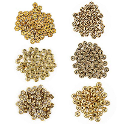EuTengHao 600pcs Spacer Beads Jewelry Bead Charm Spacers Alloy Spacer Beads for Jewelry Making DIY Bracelets Necklace and Crafting (12 Styles,Silver and Gold)