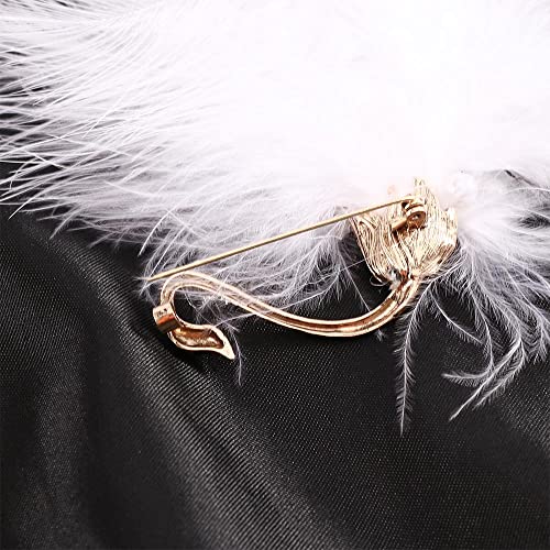 Vctitil 2Pcs Vintage Feather Swan Brooch Pin for Women Girls, Black White Swan Crystal Animal Badge Brooches Lapel Pins Dress Jewelry Gift