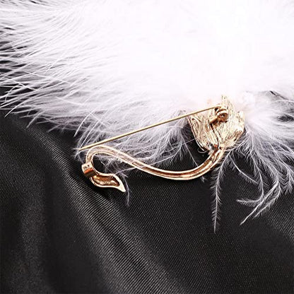 Vctitil 2Pcs Vintage Feather Swan Brooch Pin for Women Girls, Black White Swan Crystal Animal Badge Brooches Lapel Pins Dress Jewelry Gift