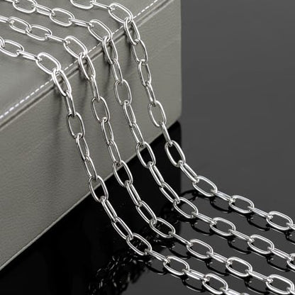 5 Meters Paperclip Chain for Jewelry Making Lightweight Aluminum Necklace Bracelet Chains for Women and Men Oval Link with Jewelry Findings - color: 8×16mm-Silver