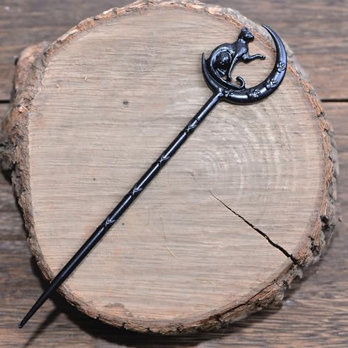 2PCS Halloween Hair Sticks For Women Gothic Moon Cat's Paw Print Hairpin Hair Styling Pins (CAZ1) - color: CAZ1
