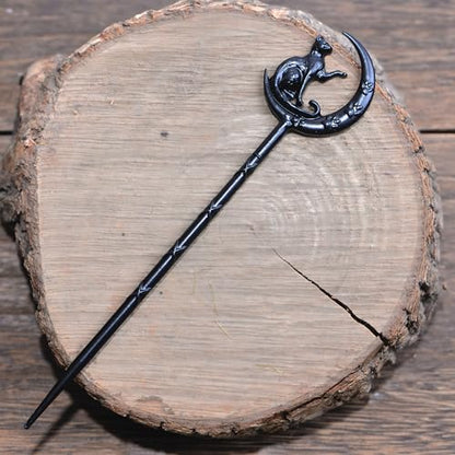 2PCS Halloween Hair Sticks For Women Gothic Moon Cat's Paw Print Hairpin Hair Styling Pins (CAZ1) - color: CAZ1
