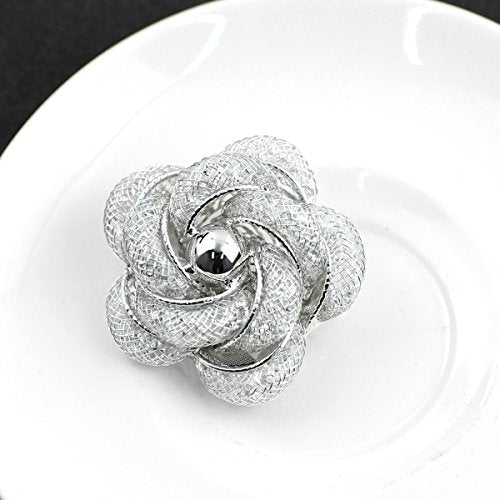 Brooches Fashionable and Refined Hollow-Out Breastpin for Girls Ladies and Women | Clothes Pin | Brooches and Pins for Women | Daisy Pin | Ladies Jewelry | Flower Brooch - color: White