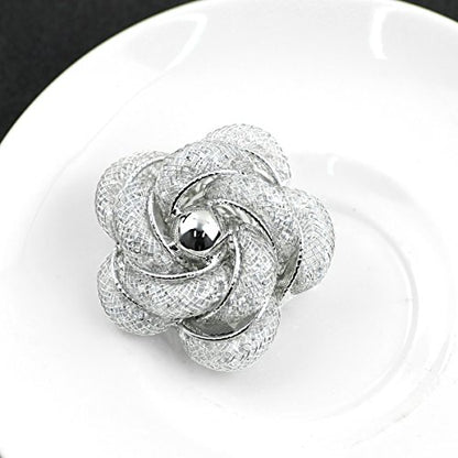 Brooches Fashionable and Refined Hollow-Out Breastpin for Girls Ladies and Women | Clothes Pin | Brooches and Pins for Women | Daisy Pin | Ladies Jewelry | Flower Brooch - color: White