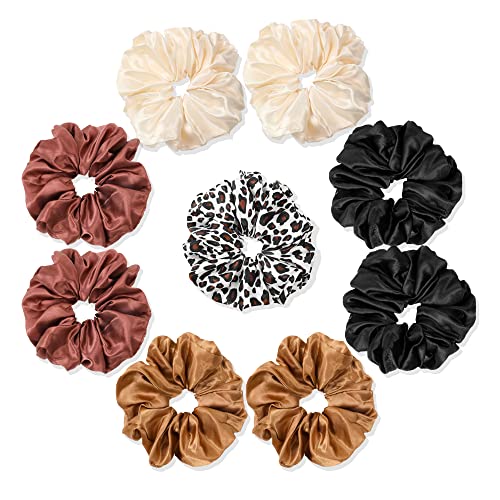 Scrunchies Hair Ties Elastics Bands Ponytail Holder Pack of Neutral Scrubchy Hair Accessories Women Girls (Big, 4 Color Mixed3) - color: Colorful