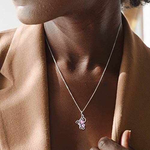 Butterfly Heart Necklace Birthstone Pendant Necklace Earrings Bracelet Women 925 Sterling Silver Animal Butterflies Birthstone Pendant Crystal Birthday Jewelry Wedding Gift - color: J.October-necklace