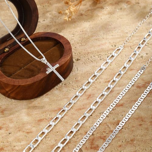 MFRYK Gold Necklaces for Women,14K Gold/Silver Plated Choker Layered Necklace Dainty Pearl Disc Cross Circle Heart Pendant Chain Stackable Necklaces, Multilayer Jewelry Set Gifts for Women - style: 3Layered Cz Cross-SL