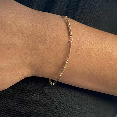 Womens Dainty Gold Chain Bracelet,Simple Layered Chain Bracelets,Beaded Turquoise Bracelet,Charm Crystal Bar,Heart,Karma,Triangle,Pearl Bracelets for Women - color: Handmade Chain