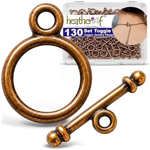 Heather's cf Toggle Jewelry Clasps – Durable Quality, Antique Plain Copper Finish Toggle Clasps & Closures for Necklace, Bracelet & Charms – Ideal for DIY, & Jewelry Making – Small (Set of 130) - color: Copper small