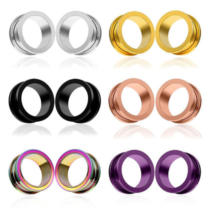 Set of 12 PCS 316L Stainless Steel Ear Plugs Large Gauges Stretching Screw Fit Tunnels Gauge 2g - 1 inch Ear Plugs Tunnels for Ears Expander Body Jewelry - color: 6 Pair, size: 25mm(1")