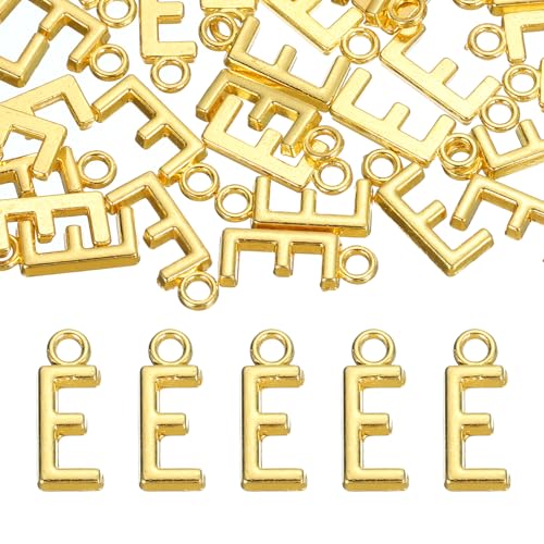 uxcell Letter Charm, Alloy Letter Initial Alphabet Charm for DIY Craft Jewelry Making Bracelets Earrings Necklace - color: Gold - E