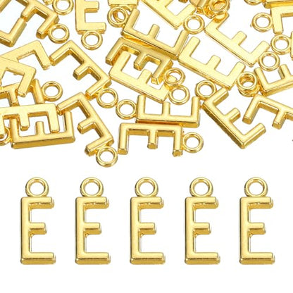 uxcell Letter Charm, Alloy Letter Initial Alphabet Charm for DIY Craft Jewelry Making Bracelets Earrings Necklace - color: Gold - E