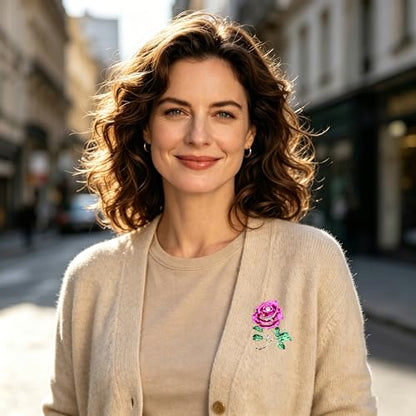 Magnolia Rose Tulip Flower Brooch Pin Alloy Enamel Floral Brooch with Natural Faux Pearl Elegant Lapel Pin for Dress Scarf Coat Women Jewelry