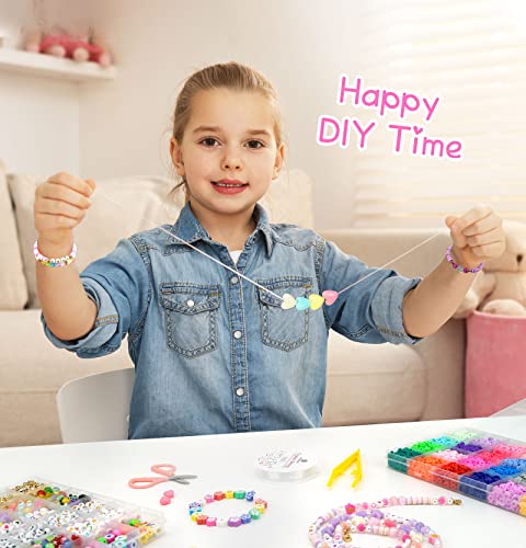 Dowsabel Clay Beads 7500 Pcs Friendship Bracelet Making Kit,2 Boxes 24 Colors Polymer Heishi Beads with Letter Beads for Jewelry Making, DIY Arts and Crafts Gifts Toys for Girls Age 4+ - style: Cute Charm