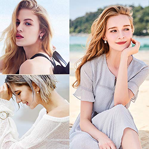 Fashion Silver Pearl Earrings for Women 8-8.5mm Classical Drop Dangle Earrings Jewelry