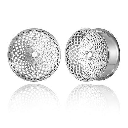 1 Pair New Classic gauges Ear Plugs Tunnels Hypoallergenic 316 Stainless Steel Ear Gauges 8mm-25mm (0G-1") Body Piercing Jewelry - color: Silver-1407, size: 1/2" (12mm)