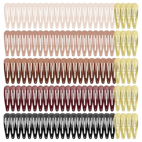 120 Pack 2 Inch Barrettes Women Metal Snap Hair Clips Accessories | Non - Slip Hairpins Barrettes for Kids Girls Teens ( 6 Colors x 20pcs ) - color: Brown Gold Beige