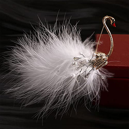 Vctitil 2Pcs Vintage Feather Swan Brooch Pin for Women Girls, Black White Swan Crystal Animal Badge Brooches Lapel Pins Dress Jewelry Gift