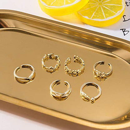 TOBENY 12PCS Gold Toe Rings for Women Non Tarnish Adjustable Open Set | Rose Black Waterproof Toe Ring Set, Sterling Silver Toe Rings, Flower Arrow Tail Band, Dainty Summer Beach Foot Jewelry - color: B-Gold