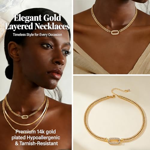 Gold Necklace for Women Chunky 14K Gold Plated Chain Necklace | Chunky Gold Necklace,Simple Paperclip Chain, Statement Choker Necklace,Non Tarnish,Trendy Jewelry,Gifts for Women - style: 6mm-cuban chain-gd