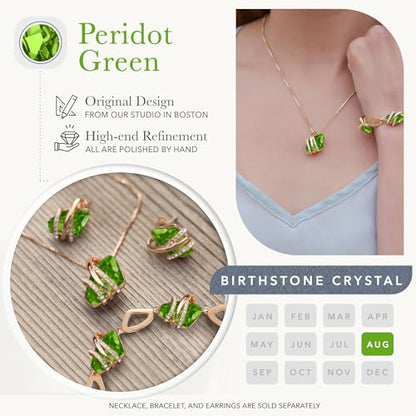 Leafael Wish Stone Pendant Necklace with Birthstone Crystal, 18K Rose Gold Plated/Silvertone, 18" + 2" - color: 108-August-Peridot Green-Rose Gold Plated
