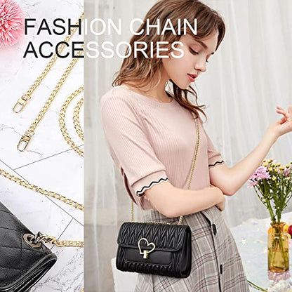 CooBigo 47" Purse Chain Strap Metal Shoulder Crossbody Bag Chain with Metal Buckles, Flat Chain Strap for Purse Handbag - color: Gold
