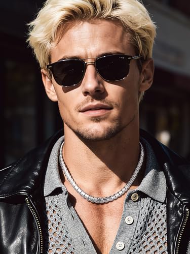 Bandmax Solid Stainless Steel Flat Box Link Chains 2MM/4MM/6MM/8MM Silver/Gold/Black Rolo Cable Chain Necklaces for Men Women 14"-30" Length, Gift Packed - color: 10 8MM-Silver Tone