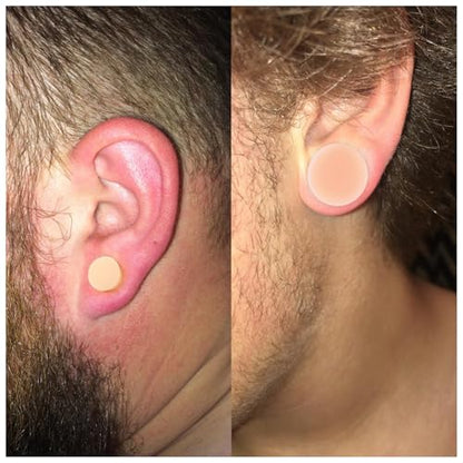 8G-25mm Black Soft Solid Silicone Ear Gauges Stretching Kit Double Flared Plugs Tunnels Expanders Stretcher Saddle Earrings Piercing Jewelry for Men Women Black White Flesh Skin Tone - color: Flesh Skin Tone 8G-25mm
