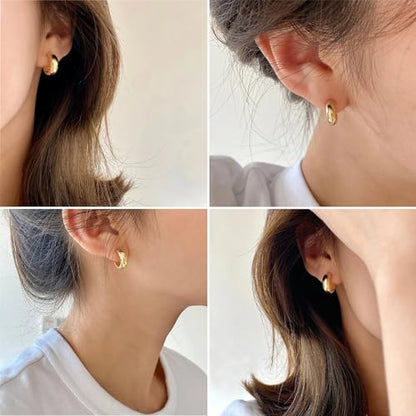 SIISPRI Stainless Steel Mens Womens Clip On Earrings Hoop Huggie Non-Piercing - color: Gold