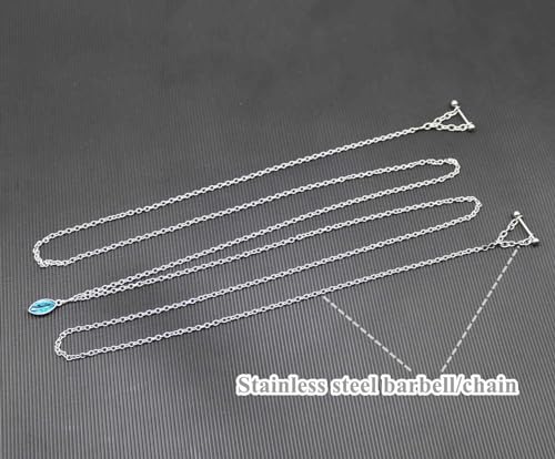 Nipple Chains Pierced Necklace 14G Barbells Nipple Rings Drizzle Dangle Body Piercing Jewelry - color: a