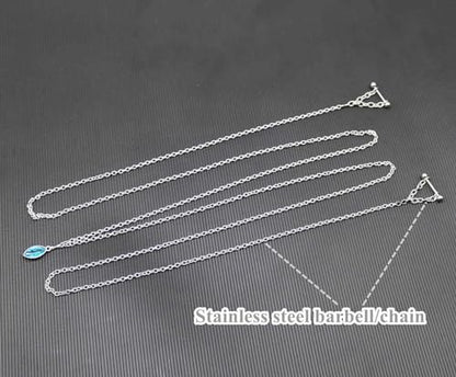 Nipple Chains Pierced Necklace 14G Barbells Nipple Rings Drizzle Dangle Body Piercing Jewelry - color: a