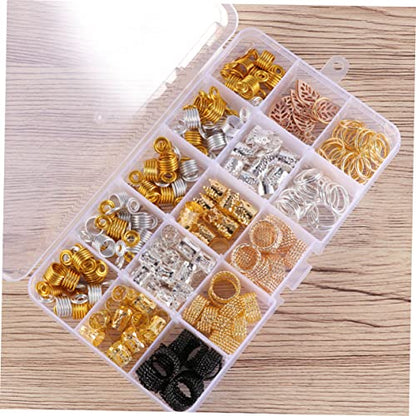 Dreadlocks Metal Hair Cuffs Aluminum Hair Coil Extensions Braiding Beads Set Adjustable for Styling