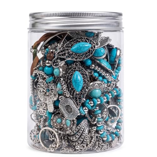 Mystery Jewelry Jar for Women - 40-52 Pcs Surprise Jewelry Jar for Her, Gothic Vintage Boho Jewelry Bundle Box with Earrings Rings Bracelets Necklaces, Halloween Christmas Birthday Gifts - color: Bohemian