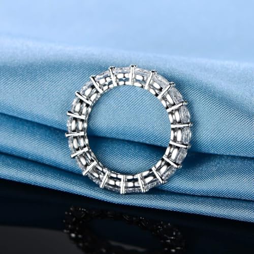 Gemsme 18K White Gold Filled Cubic Zirconia Eternity Band Ring for Women Size 5-10