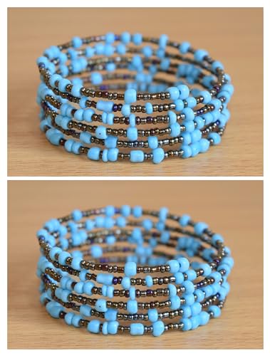 Set of 2 Handmade Beaded Bracelets for Women - Sky Blue