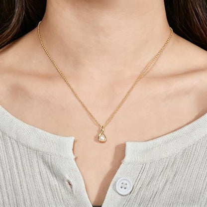 Freshwater Pearl Necklace for Women | 14K Gold Plated Infinity Pendant Fine Jewelry | Dainty Everyday Layering Chain with Lobster Clasp - color: Gold Dainty